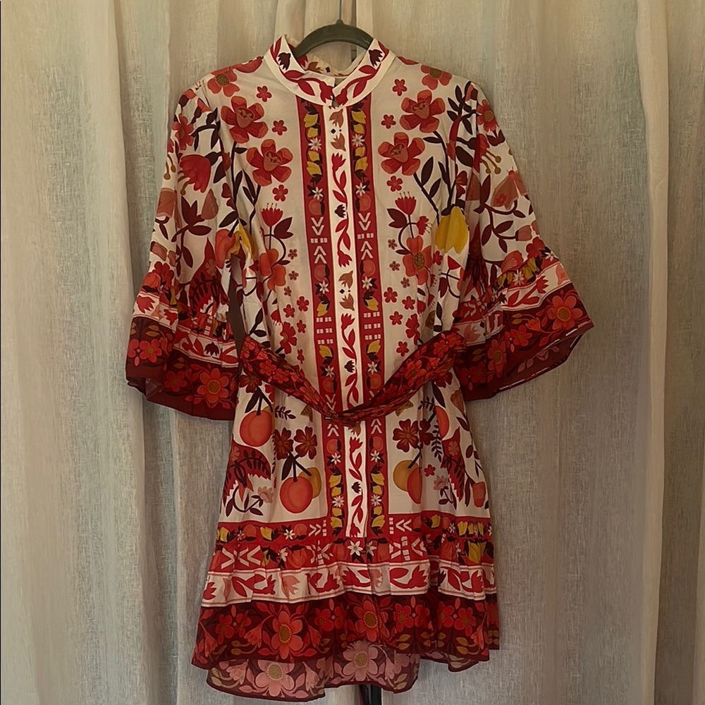 Farm Rio Floral Red and White Dress
